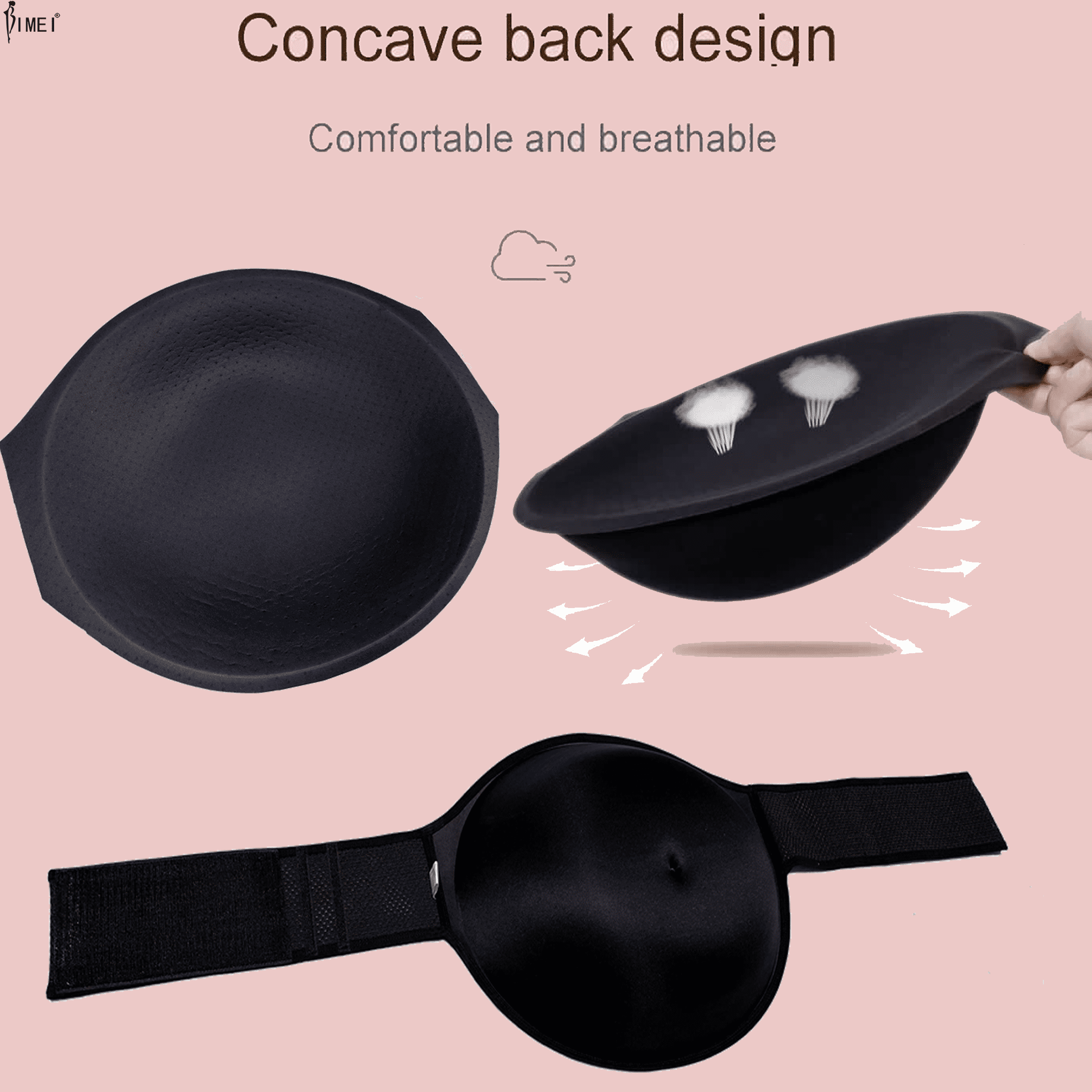 BIMEI Fake Pregnant Belly Sponge Velcro Closure Breathable Lightweight Adjustable Costume for Woman Include Belly Support Band, Black, L (8-10 months)