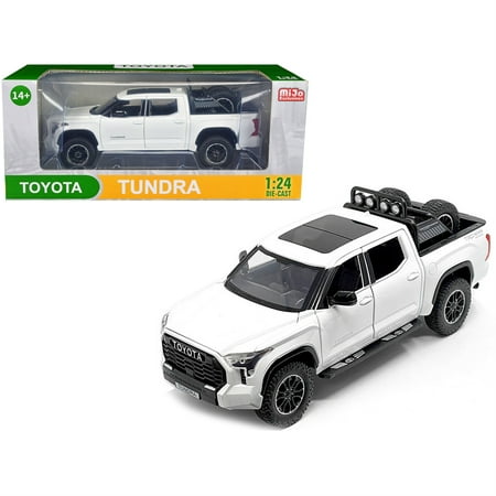 2023 Toyota Tundra TRD 4x4 Pickup Truck White Metallic with Sunroof and Wheel Rack 1/24 Diecast Model Car