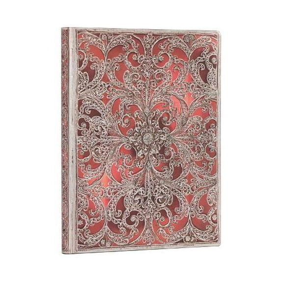 Paperblanks | Garnet | Silver Filigree Collection | Softcover Flexi | Ultra | Unlined | Elastic Band Closure | 176 Pg | 100 GSM (Diary)