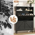 thumbnail image 3 of Veanerwood Farmhouse Freestanding Shoe Cabinet with 2 Flip Drawers for Entryway, Black, 3 of 10