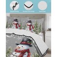 thumbnail image 3 of Quilt King Size Bedding Set, Christmas Snowman Reversible Summer Quilt 3 Pieces, Winter Snowflakes Country Xmas Trees Grey Lightweight Bedspreads Coverlets with 2 Pillow Shams for All Seasons, 3 of 5
