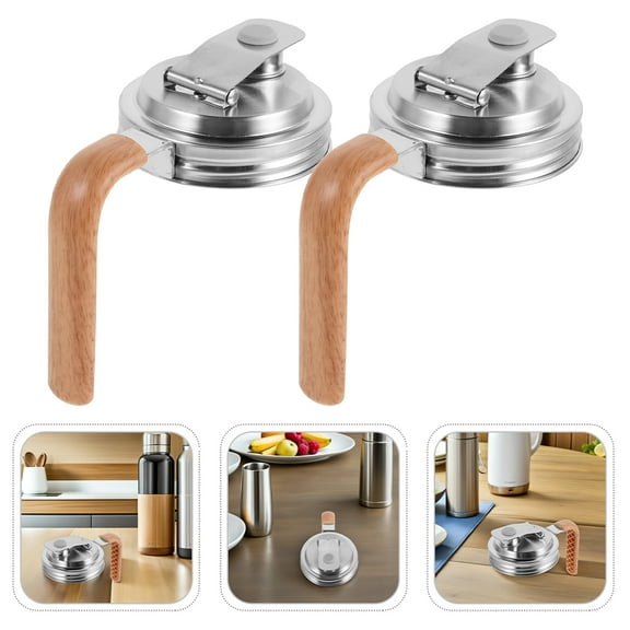 2Pcs Leakproof Mason Jar Lid with Pour Spout and Comfortable Handle for Glass Jar Storage