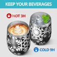 thumbnail image 4 of 12oz Stemless Wine Tumblers Black Christmas Snowflake Pattern Vacuum Insulated Stainless Steel Travel Tumbler Cups Mug with Lid and Straw for Champaign,Cocktail,Beer with Cleaning Brush, 4 of 5