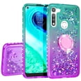 thumbnail image 2 of Compatible for Moto G Fast Case Liquid Floating Quicksand with Diamond Ring Stand for Magnetic Car Mount and Lanyard - Purple on Teal, 2 of 5