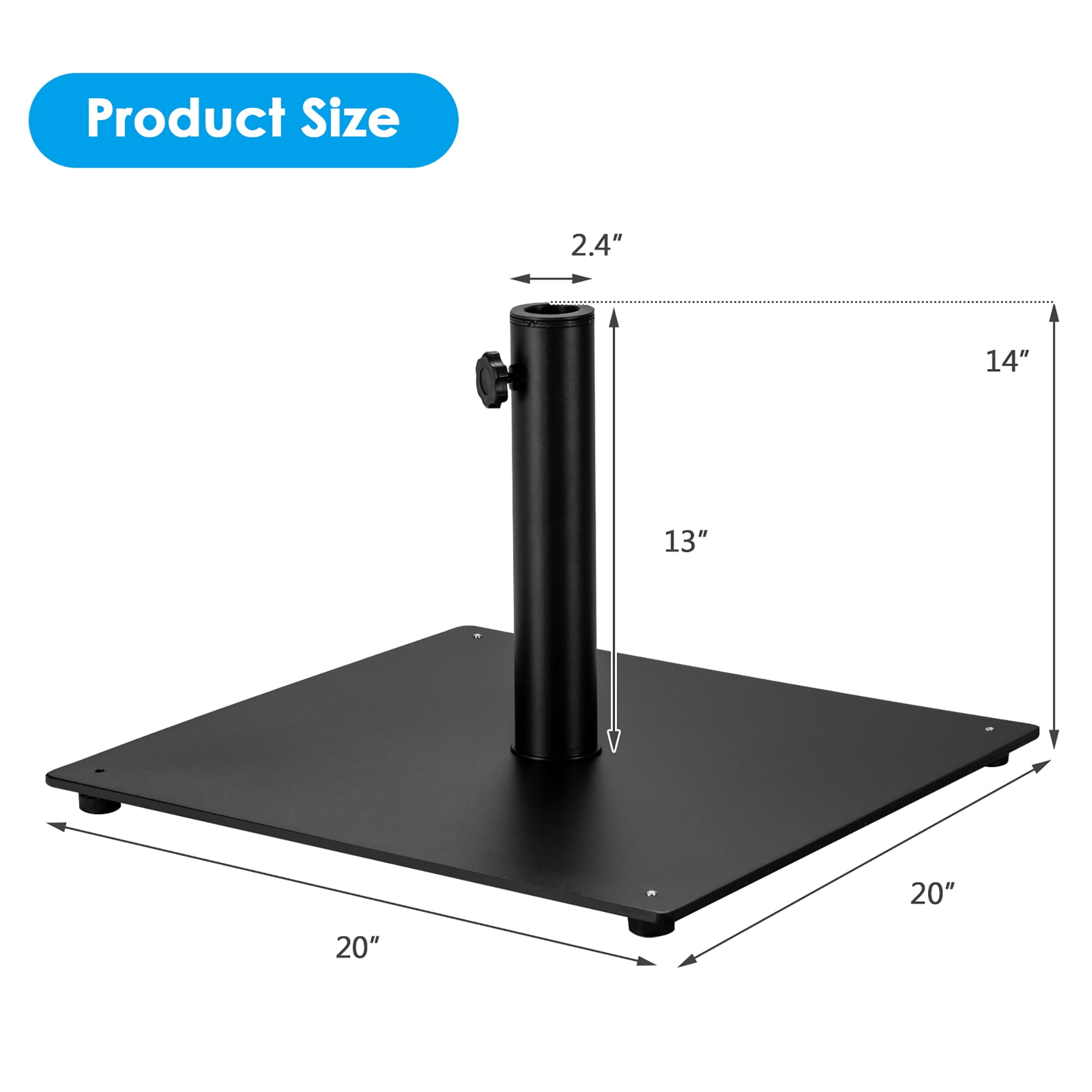 Costway 36LBS Square Umbrella Base Stand Weighted Patio Market Umbrellas Black