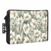 Vintage Magnolia Outdoor TV Cover 70 to 75 inch Weatherproof Waterproof, White Blooming Flower Oil Painting Style TV Enclosures with Remote Control Pocket Flat Screen Protector for Outside