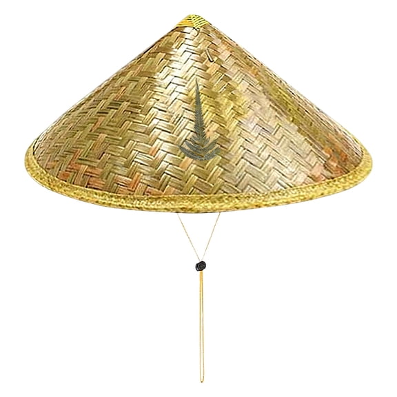 Traditional Handwoven Rattan Hat For Kids With Artistic Patterns 36cm Wide Sun Rain Protective Outdoor Activities