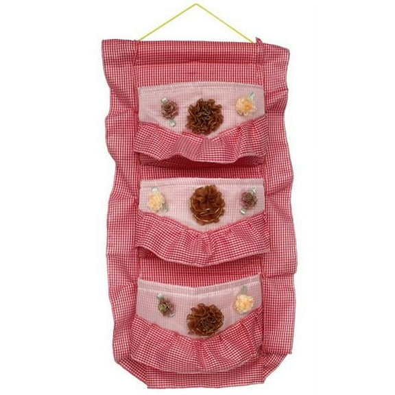 Plaid and Lace Red/Wall Hanging/ Wall Organizers / Baskets / Hanging Baskets/Baskets