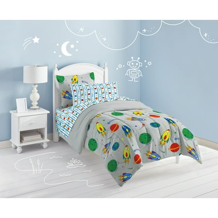 Dream Factory Space Rocket Mini Bed in a Bag - Gray (Twin)