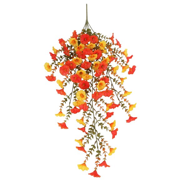 Adorno de pared con flores artificiales de campanilla,decoración de jardín exterior con follaje en cascada,resistente a la decoloración,de plástico y seda,ideal para paredes,cercas,patios,