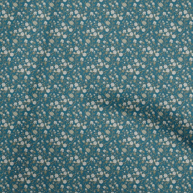 oneOone Polyester Spandex Teal Blue Fabric Baroque Sewing Craft Projects Fabric Prints By Yard 56 Inch Wide