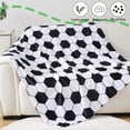 thumbnail image 2 of Soccer Blanket Boys Soccer Gifts for Kids 8-12 Soccer Ball Lovers Team Gifts Black White Fleece Blankets Boy Girls Soccer Stuff 40x50 inch, 2 of 4