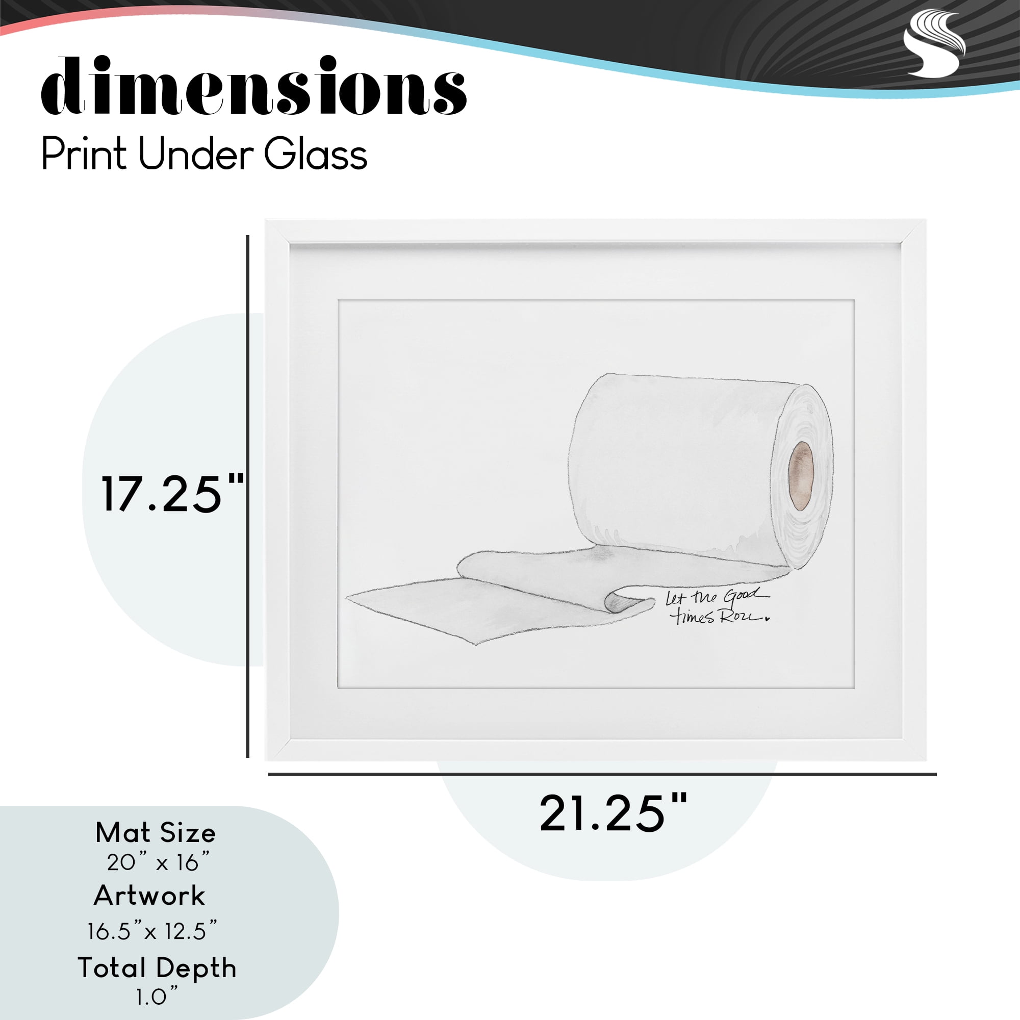 Stupell Industries Good Times Roll Toilet Paper White Framed Print Under Glass, design by Nola James
