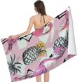 thumbnail image 2 of PHYHOO Artistic Painting of Pineapple Flamingo Beach Towel, Sand Free Microfiber Beach Blanket, Quick Dry Absorbent Bath Towels for Swimming Pool, Camping, Picnic, Yoga Gym Sports 30x60in, 2 of 8