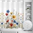 thumbnail image 2 of No Hook Shower Curtain, Red Blue Yellow Spring Floral Shower Curtains for Bathroom with See Through Top Window, Blooming Summer Botanical Waterproof & Washable Bath Curtain Long 72"x78", 2 of 9