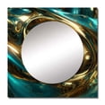 thumbnail image 2 of Designart "Cadence Of Infinity 3D Aquamarine Gold Sphere III" Abstract Fractal Square Mirror For Wall Decor - Large Gold Square Printed Wall Mirror Art - Wall Mounted Square Mirror, 2 of 5