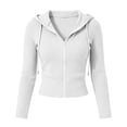thumbnail image 4 of Hurxie Women's Cropped Zip up Hoodies Long Sleeve Fitted Sweater Pullover Ribbed Knit Casual Trendy Fall Y2k Cardigans White,2XL, 4 of 7
