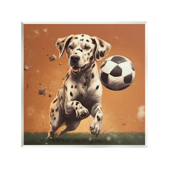Stupell Industries Dog Playing Soccer Animals & Insects Painting Unframed Art Print Wall Art, 12 x 12