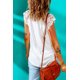 thumbnail image 2 of ABPHQTO Top fluido con mangas casquillo de retazos de ganchillo blanco para mujer, 2 of 5