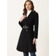 thumbnail image 4 of Abrigo largo con doble botonadura y cinturón de invierno con cuello de solapa para mujer Negro L, 4 of 5