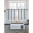 thumbnail image 2 of Blue Gray Striped Tier Curtains 36 Inch Length, Sheer Curtains for Bedroom Living Room Window Farmhouse Stripe Art Rod Pocket Voile Drapes Kitchen Curtains Small Half Window 27.5"x36" 2 Panels, 2 of 6