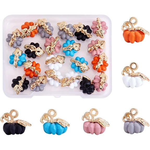 30 Pieces Thanksgiving Pumpkin Charms Pendant Fall Theme Charm Colorful Pumpkin Charms for Jewelry Necklace Bracelet Earring Making Crafts