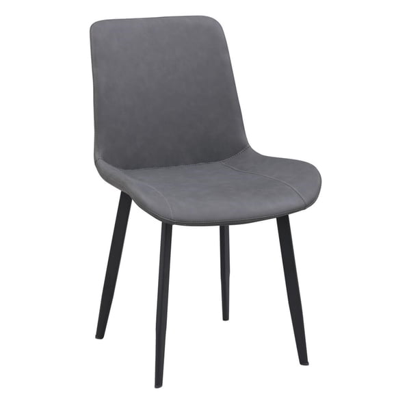 Milan Quinsley Gray Faux Leather Curved Back Chair w/Matte Black Legs - Set of 4