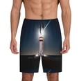 thumbnail image 1 of Balery Peggy's Cove Lighthouse Pantalones cortos de pijama de punto de algodón para hombre con cinturilla y bolsillos-Small, 1 of 6