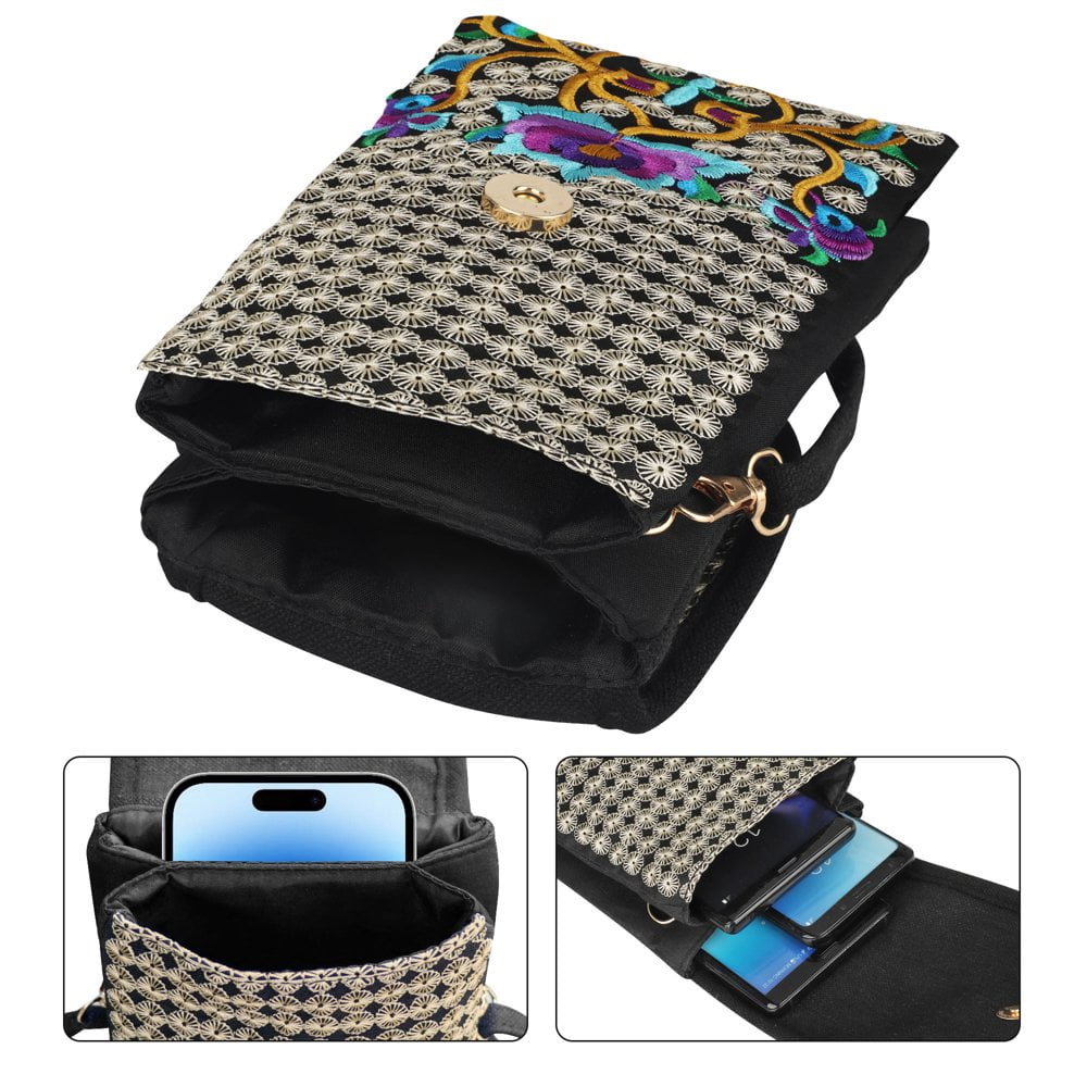 MesaSe Small Crossbody Cell Phone Bag Retro Embroidery Shoulder