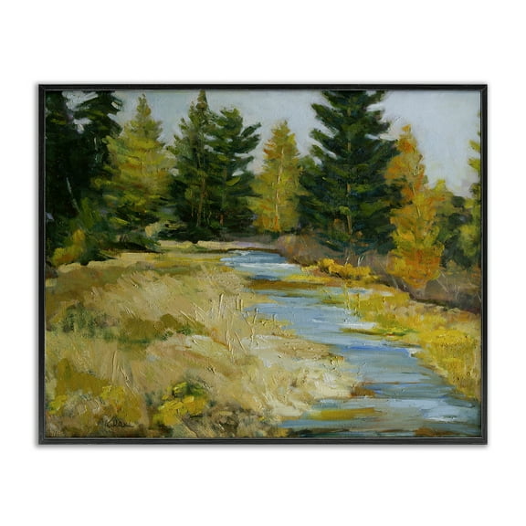 Stupell Industries A Fine Creekside Landscape Landscape & Nature Painting Black Framed Art Print Wall Art, 14 x 11