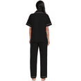 thumbnail image 3 of EA'S SECRET Womens 100% Cotton Pajamas Set Short Sleeve & Long Pants Pjs Set Button Down Sleepwear with Pockets(Black,L), 3 of 9