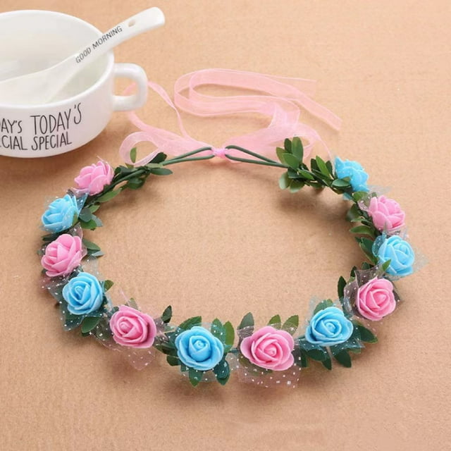Nvzi Diademas de flores para mujer, corona de flores para novia, suministros para fiestas de bodas, guirnaldas florales, corona para el cabello, diademas florales, A06