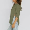 thumbnail image 5 of Summer Akafmk 3/4 Sleeve Shirts for Women,Summer Womens Cotton Linen Tunic Tops,Casual Solid Color V-neck Hem with Side Slit Short Sleeved Blouse, 5 of 5