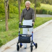 MaxKare Rollator Walker with 8” All Terrain Wheels, 8 Level Adjustable Handle, Foldable Walkers for Seniors with Seat & Backrest, 300lbs, Blue