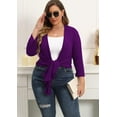 thumbnail image 3 of Daystry Plus Size Cardigan for Women 3/4 Sleeve Casual Open Front Light Cardigan Purple-2X, 3 of 9