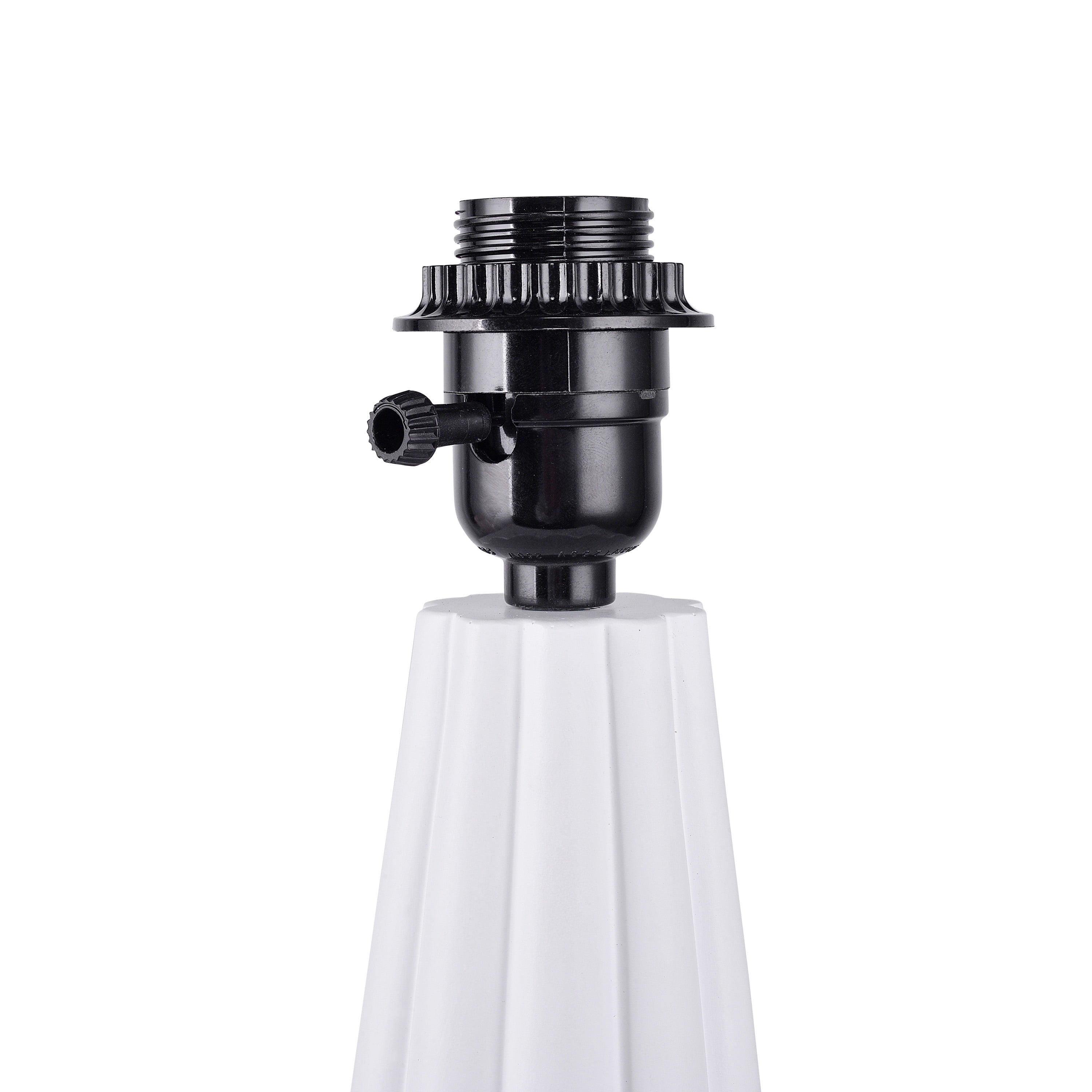 Mainstays Branded 18" Modern, White Polyresin Table Lamp with Boucle Shade, Modern Design