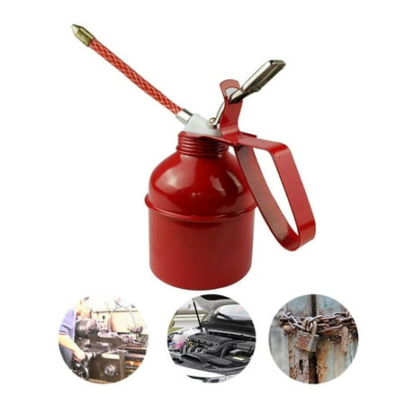 

TINYSOME Hand Pump Oiler Can Professional Squirt Squeeze Trigger Red Metal Grease Gun