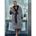 thumbnail image 3 of PAVILIA Mens Soft Robe, Plush Fluffy Fleece Bathrobe for Men, Long Sherpa Spa Robe with Shawl Collar (Two-Tone Gray), 3 of 7