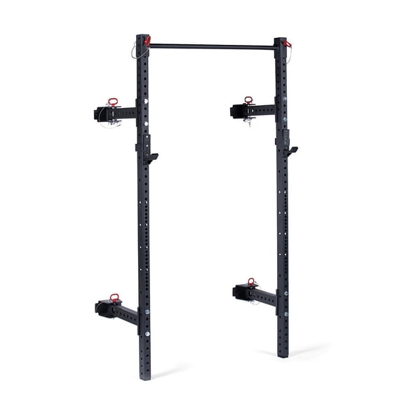Titan Fitness T-3 Series Wall Mounted Folding Power Rack, 91" Height x 21" Depth, Compact Space-Saving Rack, 2x3 11-Gauge Steel Uprights, Includes J-Hooks & Pull-Up Bar