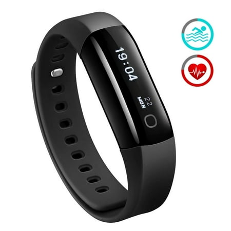 Waterproof Heart Rate Monitor Smart Swimming Fitness Bracelet Health Tracker Activity Wristband Pedometer with Running Mode for Android and iOS Smart Phones (The Best Heart Rate Monitor For Running)