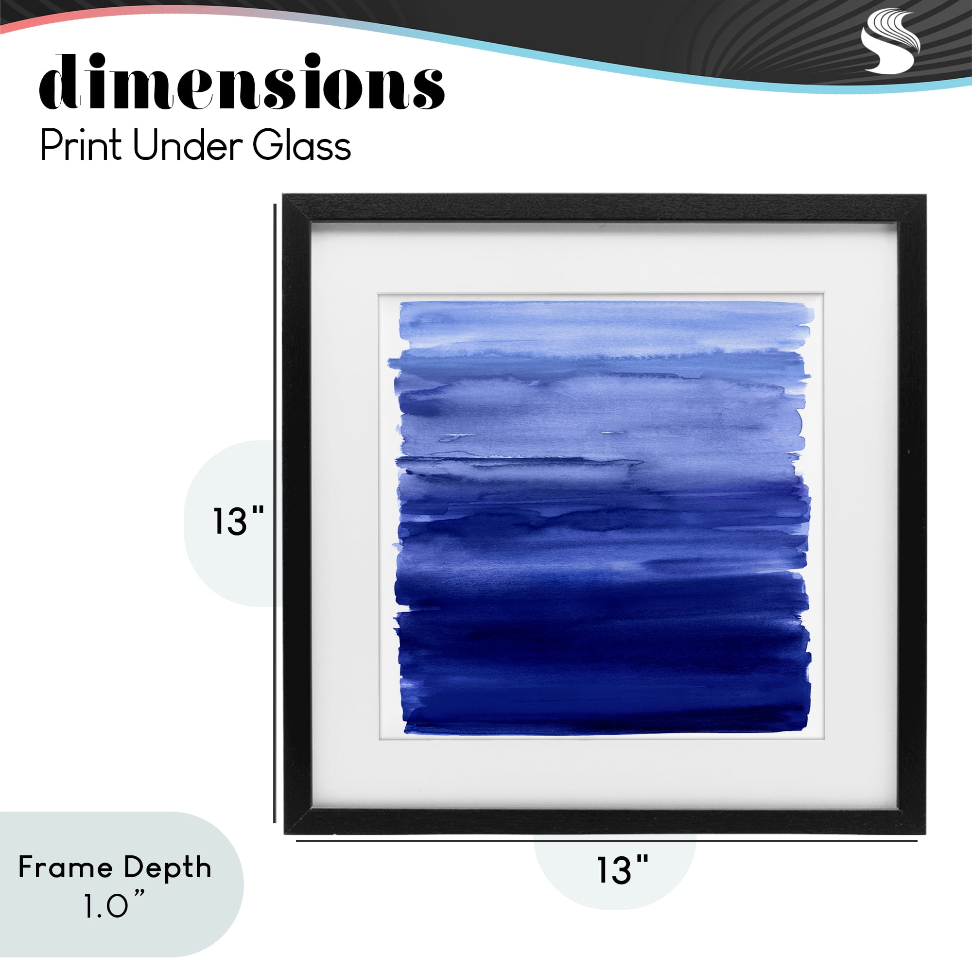 Stupell Industries Indigo Ombre Gradient Black Framed Print Under Glass, design by Allie Corbin