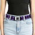 thumbnail image 5 of Buckle-Down Belt, Seatbelt Buckle Belt, Buffalo Plaid Black Purple, 34 to 52 Inches, 5 of 9