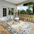 thumbnail image 6 of Washable Rug 5x7 - Ultra-Thin Antique Collection Area Rug, Stain Resistant Rugs For Living Room Bedroom, Distressed Rug(Orange And Blue, 5'X7'), 6 of 11