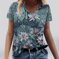 thumbnail image 2 of Camiseta informal para mujer con estampado floral y cuello en V, manga corta, jersey, blusa, tops Fridja  zx3984, 2 of 5