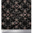 thumbnail image 1 of Soimoi Black polyester Crepe Fabric Floral Wreath Geometric Print Fabric by Yard 52 Inch Wide, 1 of 5