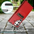 thumbnail image 6 of Allytech Back Flip Wallet Case for Samsung Galaxy S23 Ultra with 5 Card Holder, Luxury PU Leather Kickstand Magnetic Buckle Shockproof Anti-Scratch Protective Case for Women Men - Red, 6 of 7
