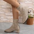thumbnail image 3 of Oyedens Women's Ankle Boots Fashion Casual Square Toe Block Heels Ankle Booties Mid Calf Dress Boots, 3 of 7
