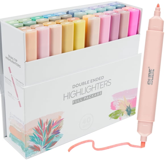 Resaltadores BLIEVE de doble punta, sin traspaso, colores pastel