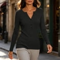 thumbnail image 5 of Qiopertar Women's Sweaters V Neck Long Sleeve Ribbed Knit Pullover Slim Fit Casual Basic Tops for Fall Winter Black XS, 5 of 7