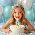 thumbnail image 4 of Birthday Cake Candle, Number 1 Candle, 1St Birthday Candle, Mermaid Birthday Party, Teal Glitter Seashell Pearl Accent Number Candle for Under The Sea Themed Cake Topper, Single, 4 of 6
